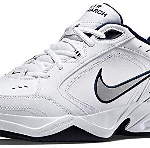 Nike Men's Air Monarch IV Walking Shoes, White/Metallic Silver/Navy, Size 12