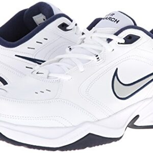 Nike Men's Air Monarch IV Walking Shoes, White/Metallic Silver/Navy, Size 12