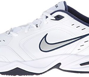 Nike Men's Air Monarch IV Walking Shoes, White/Metallic Silver/Navy, Size 12