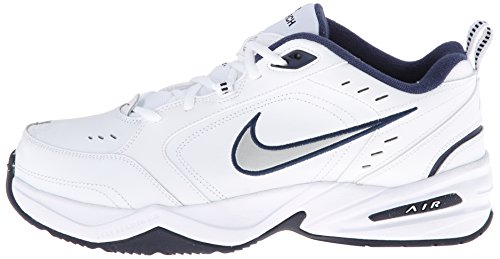 Nike Men's Air Monarch IV Walking Shoes, White/Metallic Silver/Navy, Size 12