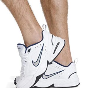 Nike Men's Air Monarch IV Walking Shoes, White/Metallic Silver/Navy, Size 12