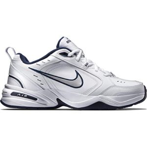 Nike Men's Air Monarch IV Walking Shoes, White/Metallic Silver/Navy, Size 12