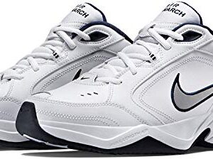 Nike Men's Air Monarch IV Walking Shoes, White/Metallic Silver/Navy, Size 12