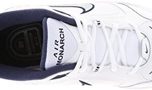 Nike Men's Air Monarch IV Walking Shoes, White/Metallic Silver/Navy, Size 12