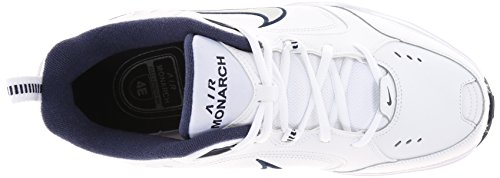 Nike Men's Air Monarch IV Walking Shoes, White/Metallic Silver/Navy, Size 12