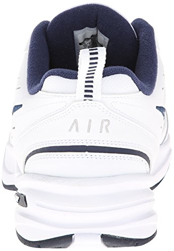 Nike Men's Air Monarch IV Walking Shoes, White/Metallic Silver/Navy, Size 12