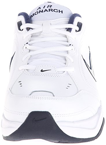 Nike Men's Air Monarch IV Walking Shoes, White/Metallic Silver/Navy, Size 12