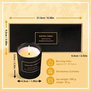 SAOTAENG 3 Pcs Candles for Home Scented, Christmas Candles Natural Soy Wax Candles with Blue Wind Chimes, Sea Salt, Freesia