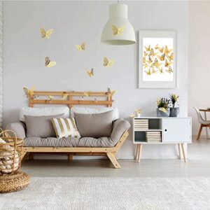 3D Butterfly Wall Decor 96 Pcs 5 Styles 3 Sizes, Tinabless Gold Butterfly Decorations Butterfly Birthday Decorations Butterfly Party Decorations Cake Decorations, Gold Room Decor for Kids Nursery Classroom Wedding Decor (Gold)