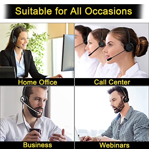 Wired Computer Headset, Lightweight Office On-Ear Headphones with Microphone, 3.5mm Jack Call Center Headset with Stereo Sound, Comfort-fit Earpad for Classes, Skype, Webinar
