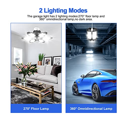 Led Garage Lights 8 Pack 220W Garage Light Ceiling Led Deformable LED Shop Lights for Workshop Led Lights for Garage E26 E27 Screw in Garage Light