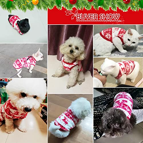 Small Dog Christmas Clothes Sweater, Classic Jumpers Snowflake Elk Dog Costume for Poodle Puppy Cat Kitten, Winter Warm Dog Outfits for New Year Xmas Party Festival Thanksgiving