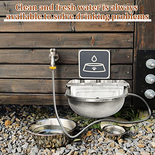 2 Sets Automatic Animal Drinking Water Trough Bowl with Float Valve Water Feeder Waterer Kit Livestock for Dog Horse with Pipe Connector Countersunk Bolt (Normal Style,Stainless Steel)