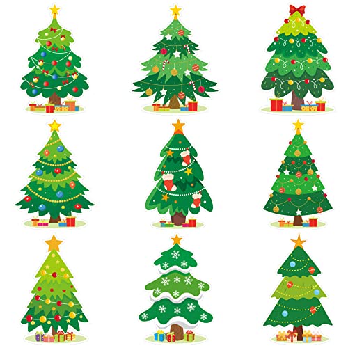 45 Pcs Christmas Tree Cutouts Bulletin Board Decorations Double-Sided Winter Classroom Home Décor