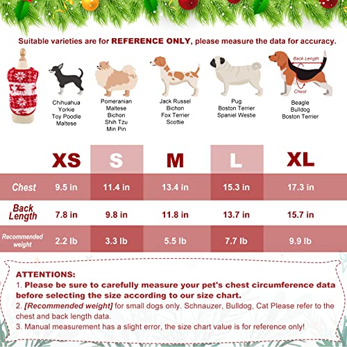 Small Dog Christmas Clothes Sweater, Classic Jumpers Snowflake Elk Dog Costume for Poodle Puppy Cat Kitten, Winter Warm Dog Outfits for New Year Xmas Party Festival Thanksgiving