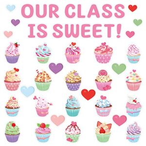 85pcs valentine's day cupcake bulletin cut out classroom decoration colorful cupcakes hearts cutouts cupcake paper cutouts birthday bulletin board decorations for classroom, valentine's day gifts
