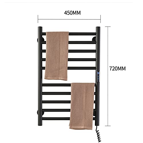 Electric Heated Towel Rack Smart Bath Towel Rack Thermostatic Carbon Fiber Towel Rack,Black