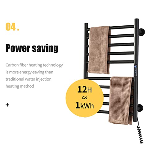 Electric Heated Towel Rack Smart Bath Towel Rack Thermostatic Carbon Fiber Towel Rack,Black