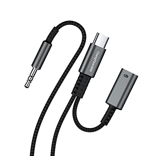 USB C to 3.5mm Aux Cord for Car with Charging 4FT,2-in-1 USB-C to Headphone Audio Jack Adapter and Charger,Type C aux Cable dongle for iPhone 15 Pro Max,Samsung Galaxy S23 S21 S22 A53(4FT)