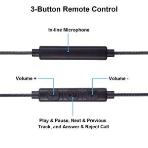 Arzweyk 3.5mm to 2.5mm Male to Male Audio AUX Replacement Cable Compatible with Sennheiser HD447 HD437 HD202 HD212 Headphone, Remote Volume Control Mic for ISO Android, 1.2m/ 4FT