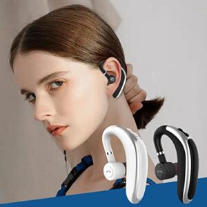 wireless single headset - bluetooth 5.0 in ear single headset for car driving, ipx5 waterproof noise canceling hand free earphones for business office driving (black)