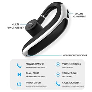 Wireless Single Headset - Bluetooth 5.0 in Ear Single Headset for Car Driving, IPx5 Waterproof Noise Canceling Hand Free Earphones for Business Office Driving (Black)