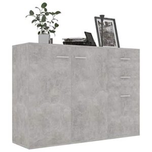 inlife sideboard server storage cabinet with 3 doors and 2 drawers chipboard console table for dining room,entryway,office,bedroom end side table concrete gray 41.3"x11.8"x29.5"(lxwxh)