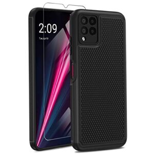 fntcase for revvl 6 pro 5g case: t-mobile revvl 6 pro cover - shockproof protective phone cases with textured shell protection (black)