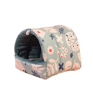 jenpech hamster house colorful design - hamster nest printing semi-closed soft big space comfortable keep warm practical elephant pattern hamster bed for rodent/guinea pig/rat/hedgehog cyan l