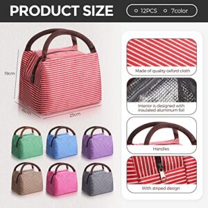 Nuogo 12 Pieces Insulated Lunch Bag Reusable Lunch Box Thermal Lunch Bag Soft Liner Lunch Bags Leakproof Tote Bag for Women Men Office Work School Picnic Beach Fishing