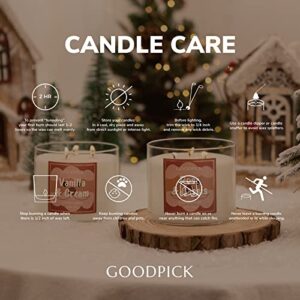 Goodpick Rose Scented Candles, Christmas Santa Candle Gift, Big Candles for Home Scented, Large Soy Candle for Living Room, 3 Wick Candles, 45 Hour Burn Time, 14.5 Oz, Includes Lid