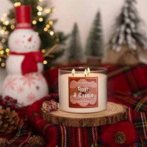 Goodpick Rose Scented Candles, Christmas Santa Candle Gift, Big Candles for Home Scented, Large Soy Candle for Living Room, 3 Wick Candles, 45 Hour Burn Time, 14.5 Oz, Includes Lid