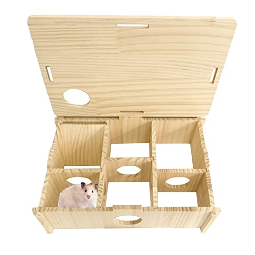 MUYG Hamster Wooden Maze Multi Chamber Exploring Toy Small Animals Hideout Activity Funny Toys Labyrinth Tunnel Hamsters Accessories for Guinea Pigs Dwarf Mice Gerbil