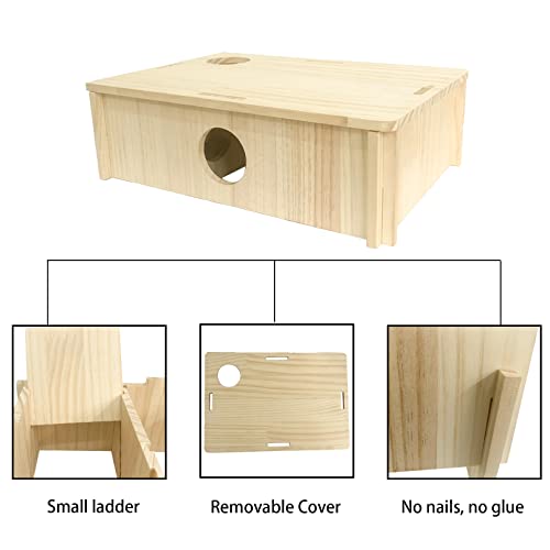 MUYG Hamster Wooden Maze Multi Chamber Exploring Toy Small Animals Hideout Activity Funny Toys Labyrinth Tunnel Hamsters Accessories for Guinea Pigs Dwarf Mice Gerbil