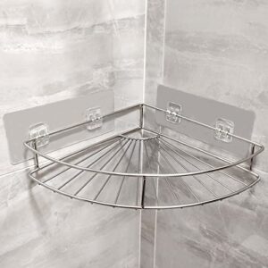 Dehyber 2-Pack Adhesive Corner Shower Caddy with 2 Hooks,No Drilling Rustproof Stainless Steel Wall Mounted Shelf for Bathroom Kitchen Storage Organizer,Chrome