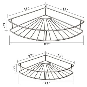 Dehyber 2-Pack Adhesive Corner Shower Caddy with 2 Hooks,No Drilling Rustproof Stainless Steel Wall Mounted Shelf for Bathroom Kitchen Storage Organizer,Chrome