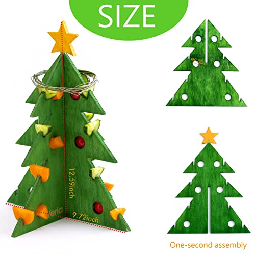 Guinea Pig Toys, Christmas Tree Foraging Puzzle Toy Treat Feeder for Bunny Hamster Rabbits Wooden Enrichment Vegetable Rack Mental Stimulation Interactive Toy Xmas Gift Habitat Decor for Small Pets