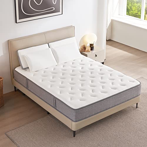 Queen Mattress, DIGLANT 10 Inch Memory Foam Hybrid Mattress, Tight Top Pocket Spring Mattress Sleep Supportive & Motion Isolation, Medium Firm Feel Mattress in a Box, CertiPUR-US Certified