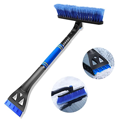 Kairiyard Ice Scrapers for Car Windshield, Upgraded 31 Inch Snow Scraper and Brush Combo Extendable 360° Pivoting Ice Snow Removal Tool for Car, Truck, SUV, Christmas(Blue)