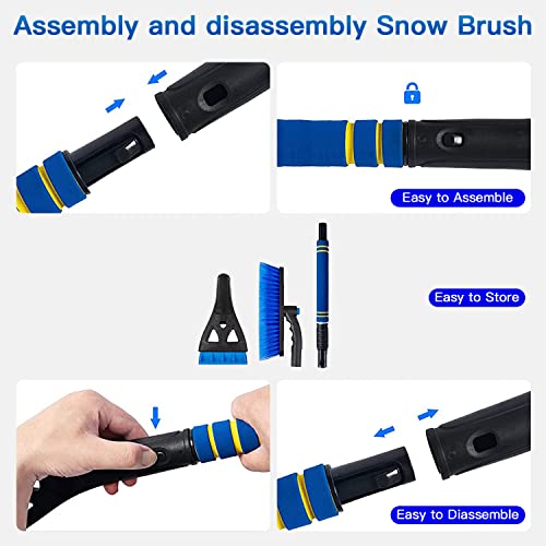 Kairiyard Ice Scrapers for Car Windshield, Upgraded 31 Inch Snow Scraper and Brush Combo Extendable 360° Pivoting Ice Snow Removal Tool for Car, Truck, SUV, Christmas(Blue)