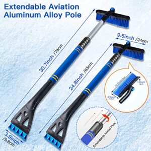 Kairiyard Ice Scrapers for Car Windshield, Upgraded 31 Inch Snow Scraper and Brush Combo Extendable 360° Pivoting Ice Snow Removal Tool for Car, Truck, SUV, Christmas(Blue)