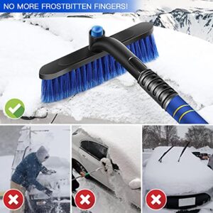 Kairiyard Ice Scrapers for Car Windshield, Upgraded 31 Inch Snow Scraper and Brush Combo Extendable 360° Pivoting Ice Snow Removal Tool for Car, Truck, SUV, Christmas(Blue)