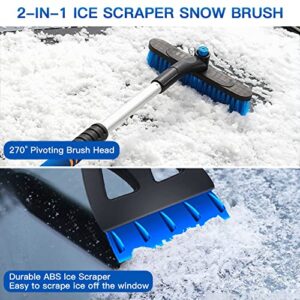 Kairiyard Ice Scrapers for Car Windshield, Upgraded 31 Inch Snow Scraper and Brush Combo Extendable 360° Pivoting Ice Snow Removal Tool for Car, Truck, SUV, Christmas(Blue)