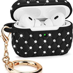 CAGOS for Airpods Pro Case, Cute Bling Crystal Protective Cover Compatible with Apple Airpods Pro 2nd Generation Case USB C and Airpods Pro 1st Generation Case for Women, Midnight