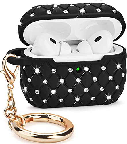 CAGOS for Airpods Pro Case, Cute Bling Crystal Protective Cover Compatible with Apple Airpods Pro 2nd Generation Case USB C and Airpods Pro 1st Generation Case for Women, Midnight