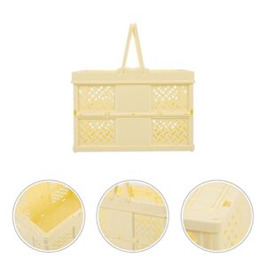 Cabilock Home Collapsible Storage Crates Case Portable Household Container Kitchen Sundry Bedroom Snack Bin for Organizer Basket Basket: Small Handle Plastic Bins Office Bathroom Folding