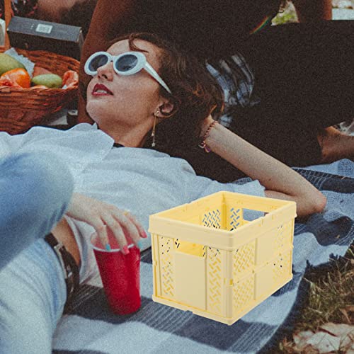 Cabilock Home Collapsible Storage Crates Case Portable Household Container Kitchen Sundry Bedroom Snack Bin for Organizer Basket Basket: Small Handle Plastic Bins Office Bathroom Folding