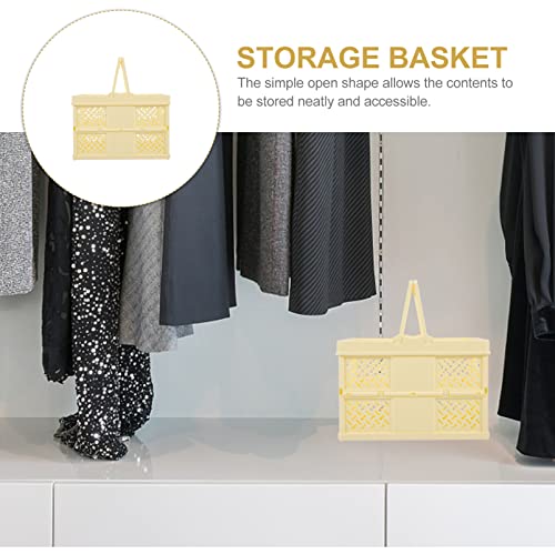 Cabilock Home Collapsible Storage Crates Case Portable Household Container Kitchen Sundry Bedroom Snack Bin for Organizer Basket Basket: Small Handle Plastic Bins Office Bathroom Folding