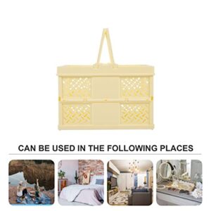 Cabilock Home Collapsible Storage Crates Case Portable Household Container Kitchen Sundry Bedroom Snack Bin for Organizer Basket Basket: Small Handle Plastic Bins Office Bathroom Folding