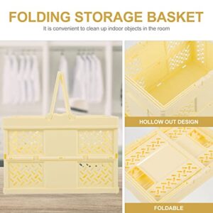 Cabilock Home Collapsible Storage Crates Case Portable Household Container Kitchen Sundry Bedroom Snack Bin for Organizer Basket Basket: Small Handle Plastic Bins Office Bathroom Folding